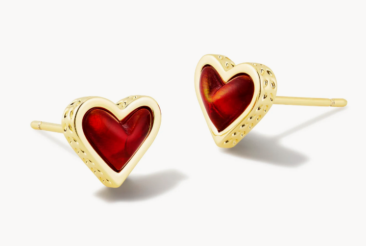 Red Beaded Heart Earrings – Pierce & Hide